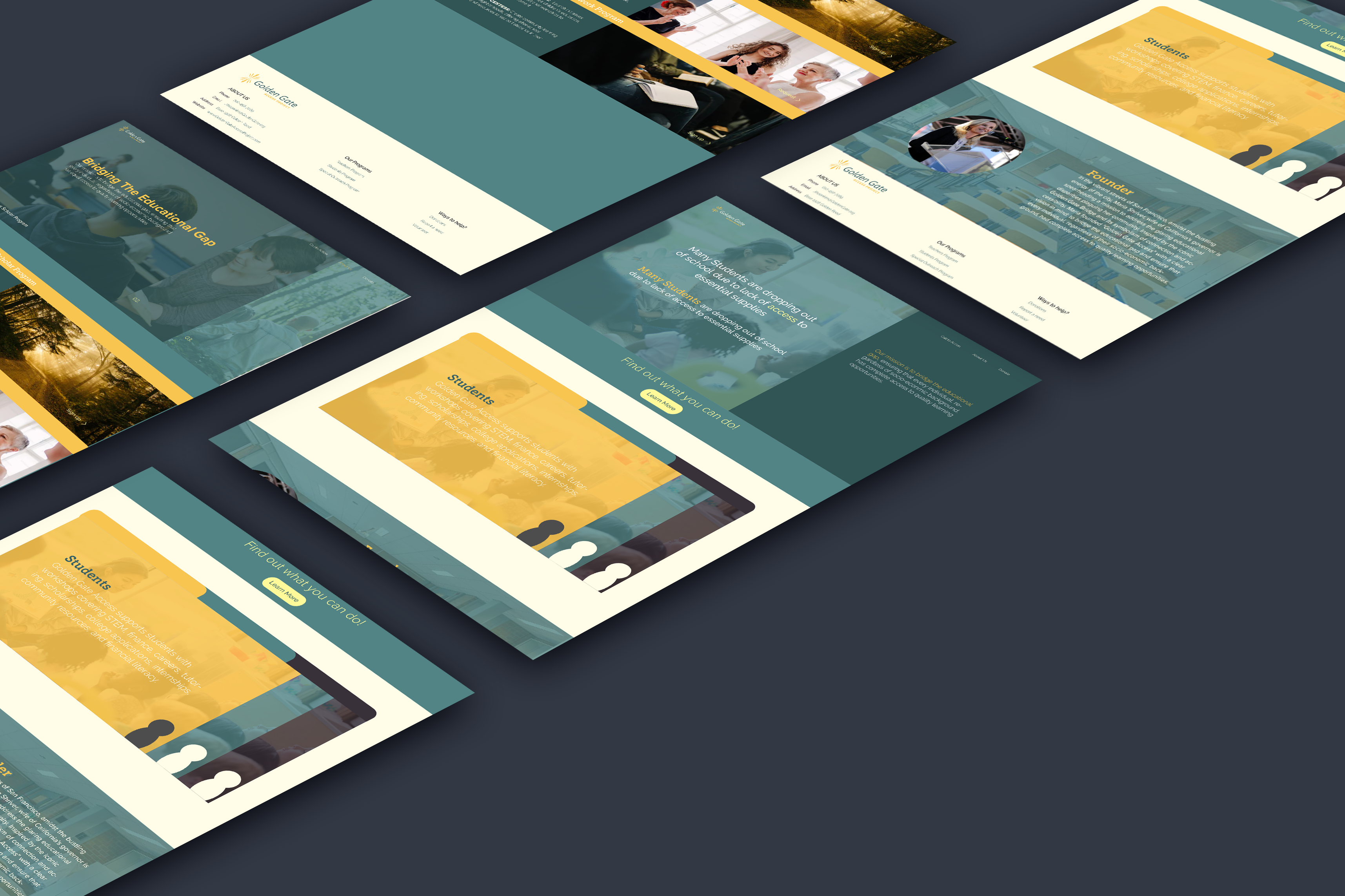 buisness-card fron is yello logo on dark green background with a faded gray logo pattern on top of the background